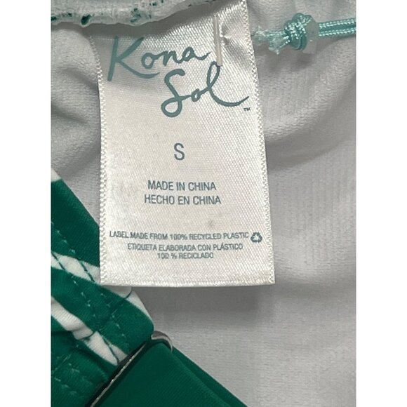 Kona Sol - Women's Global Print Longline Bikini Top - Green - Small - Picture 11 of 11